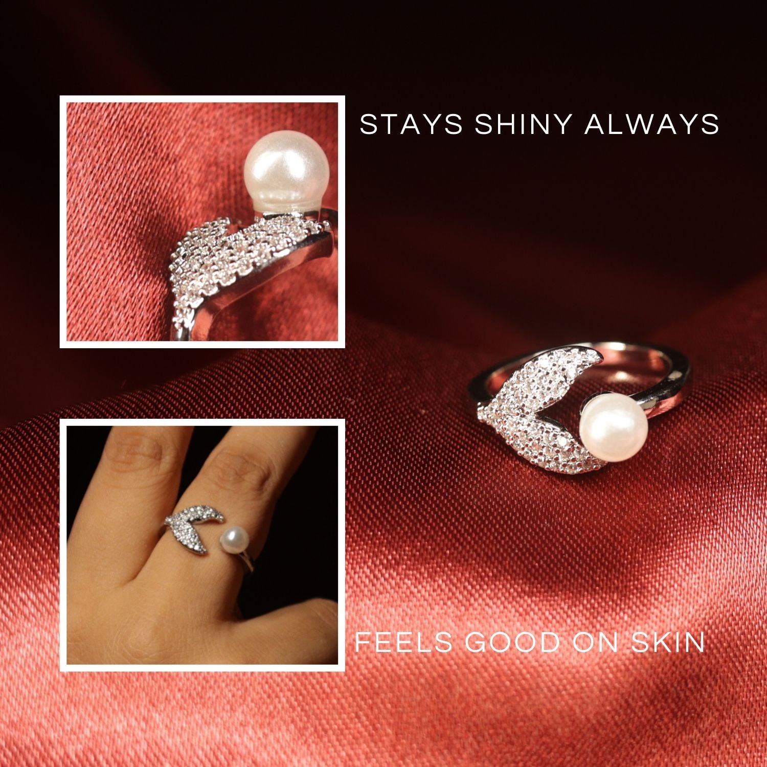 Leaf & Pearl Open Ring