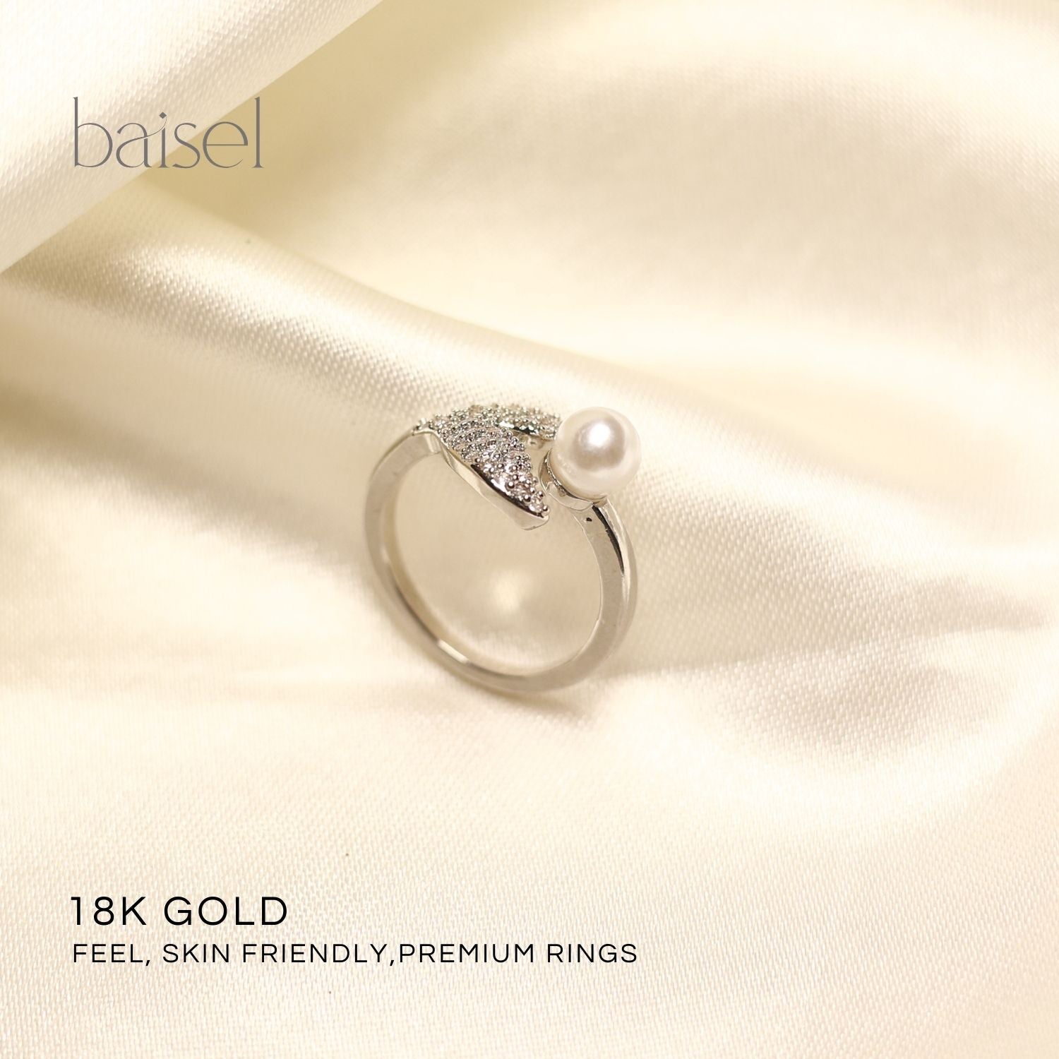 Leaf & Pearl Open Ring