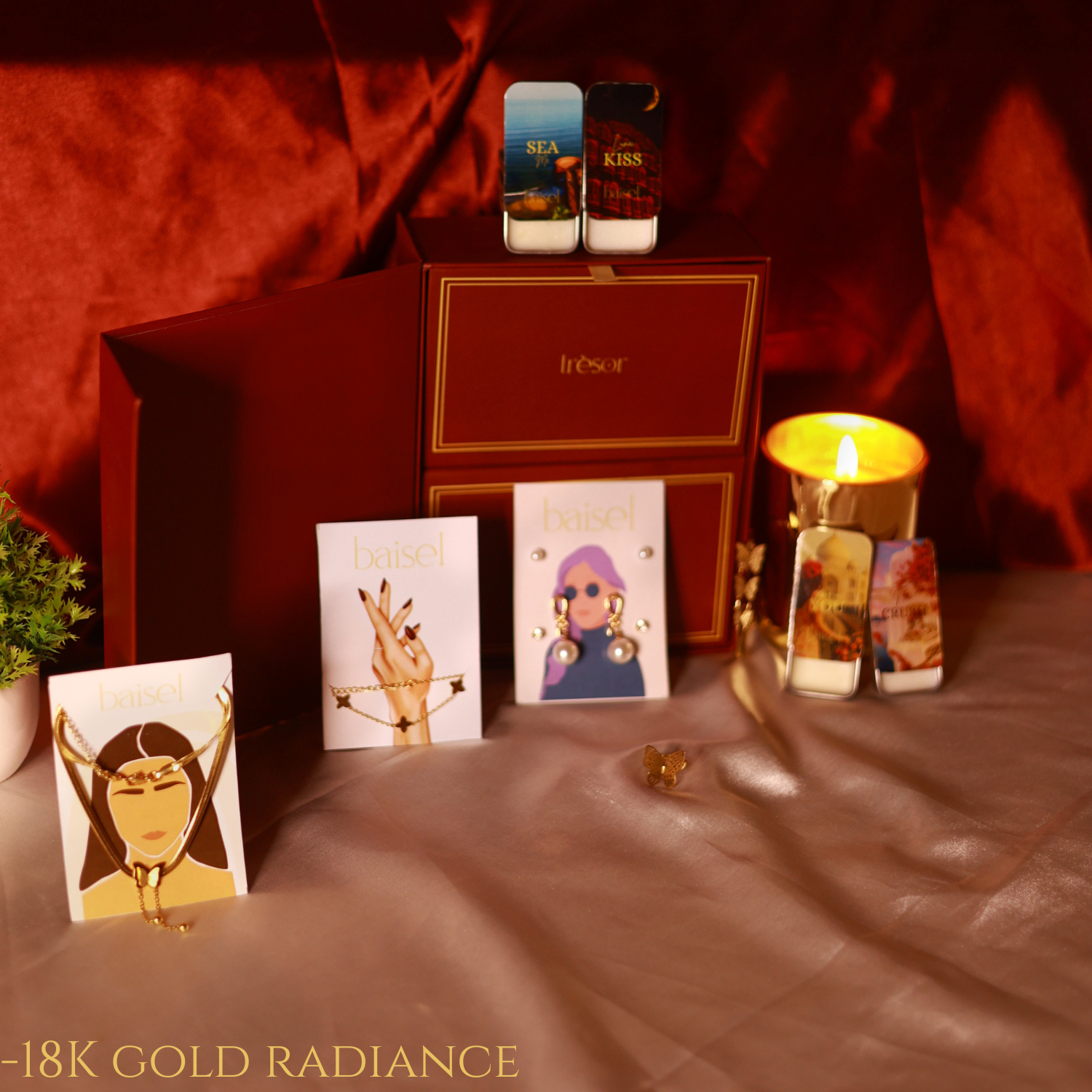 Butterfly Luxe Jewelry Gift Hamper – Gold Jewelry Set & Solid Perfumes for Women