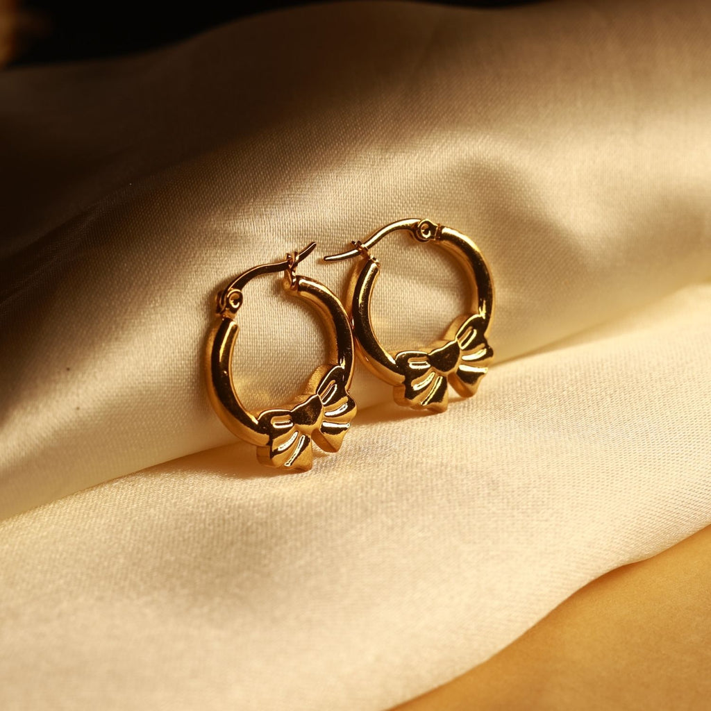 Bow Hoop Earrings – Gold