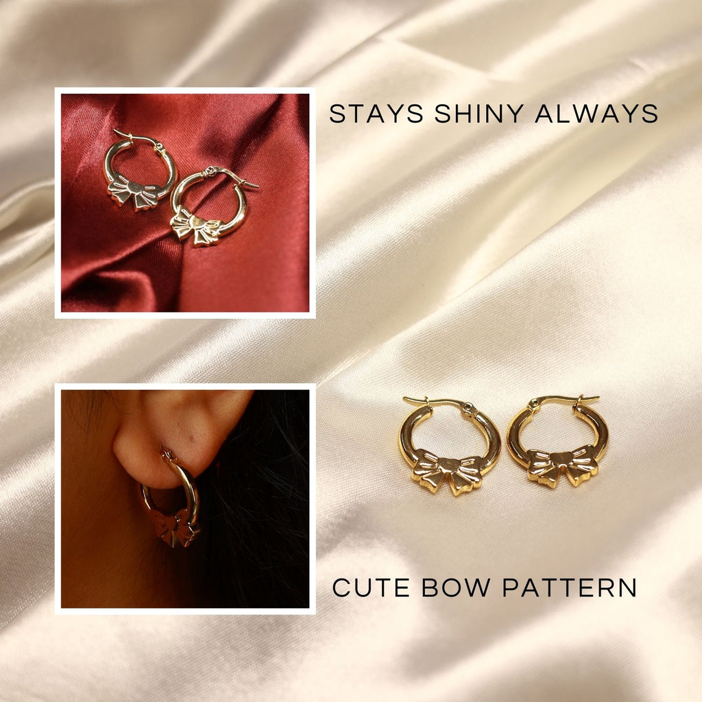 Bow Hoop Earrings – Gold