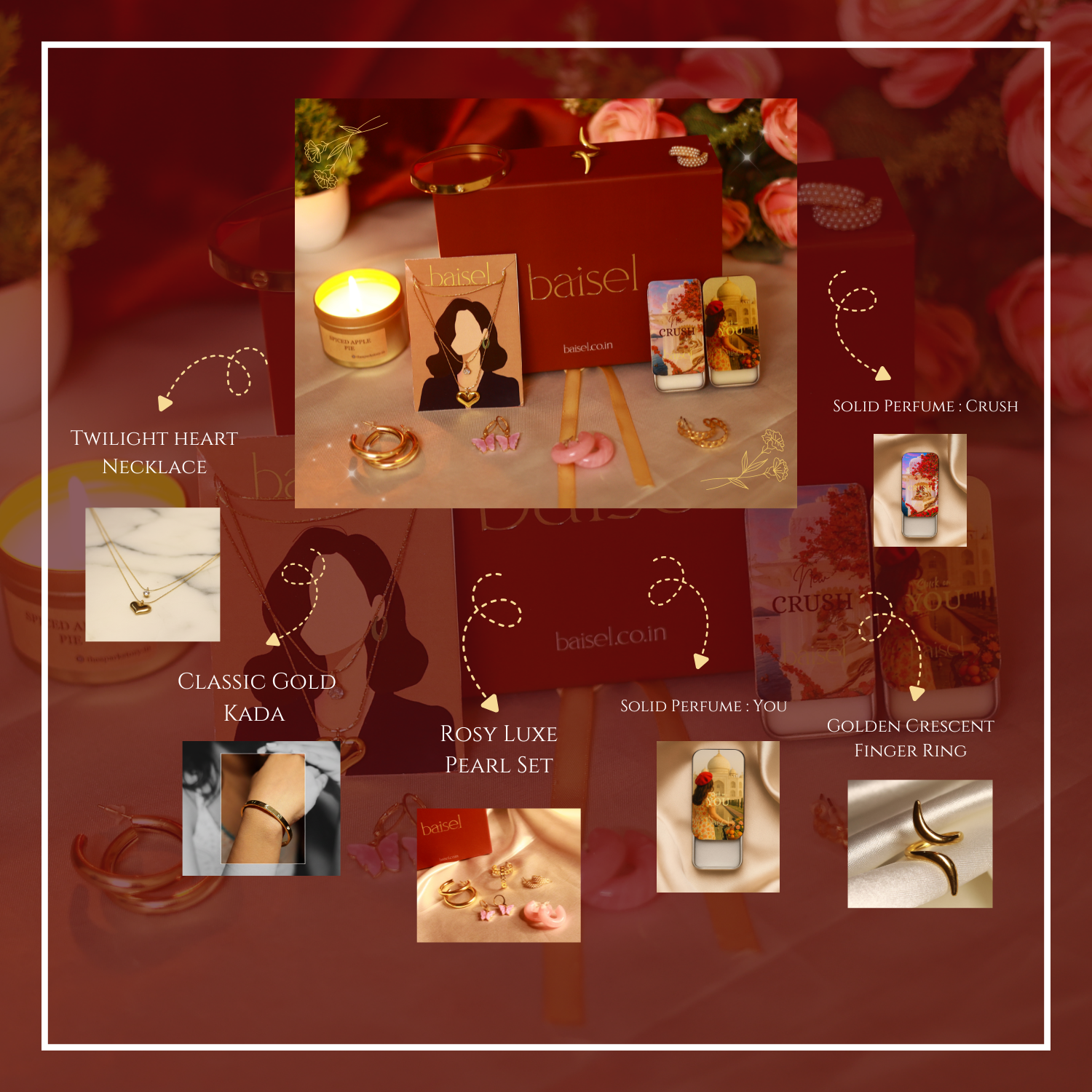 18K Gold Radiance Luxury Gift Hamper – Jewelry & Solid Perfume Set for Her