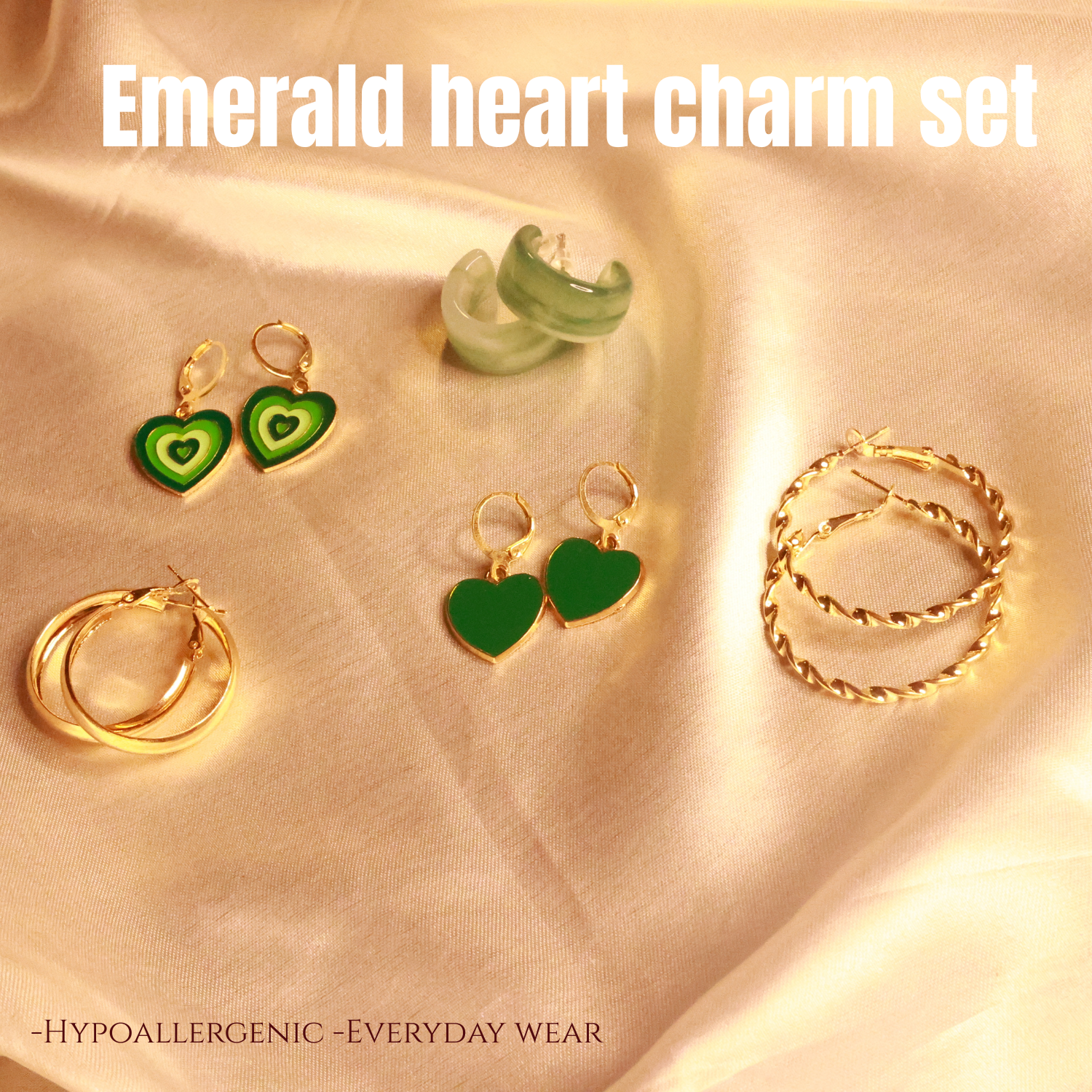 Emerald Blossom Luxe Gift Hamper – Gold Jewelry Combo & Solid Perfumes for Women