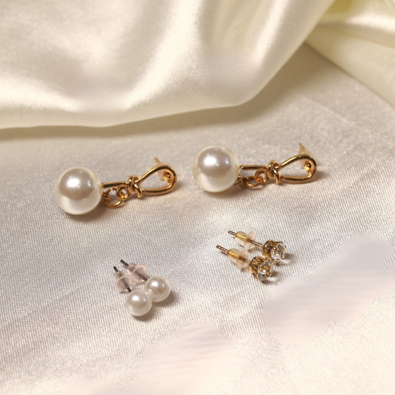 White Pearl set of 3 earrings