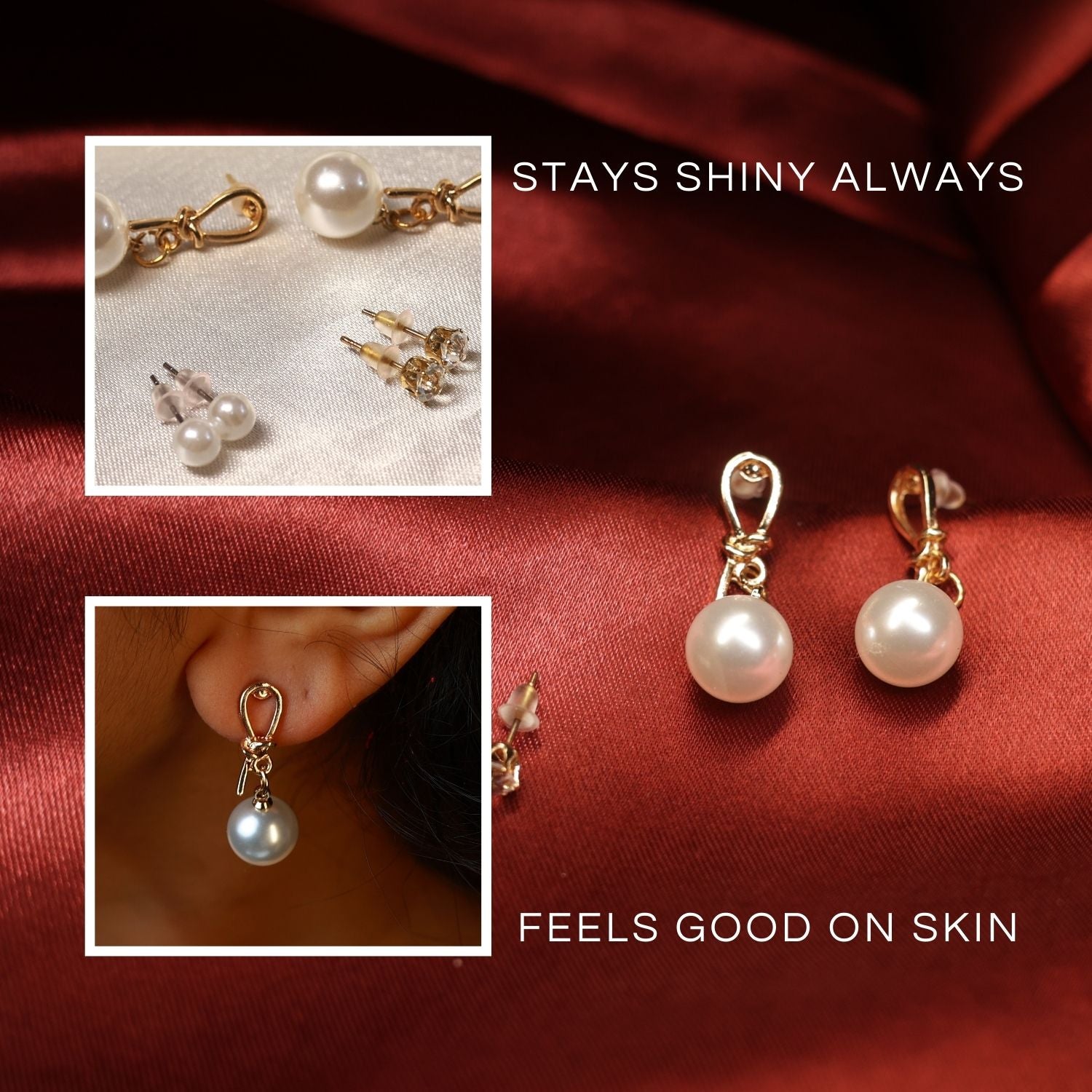 White Pearl set of 3 earrings