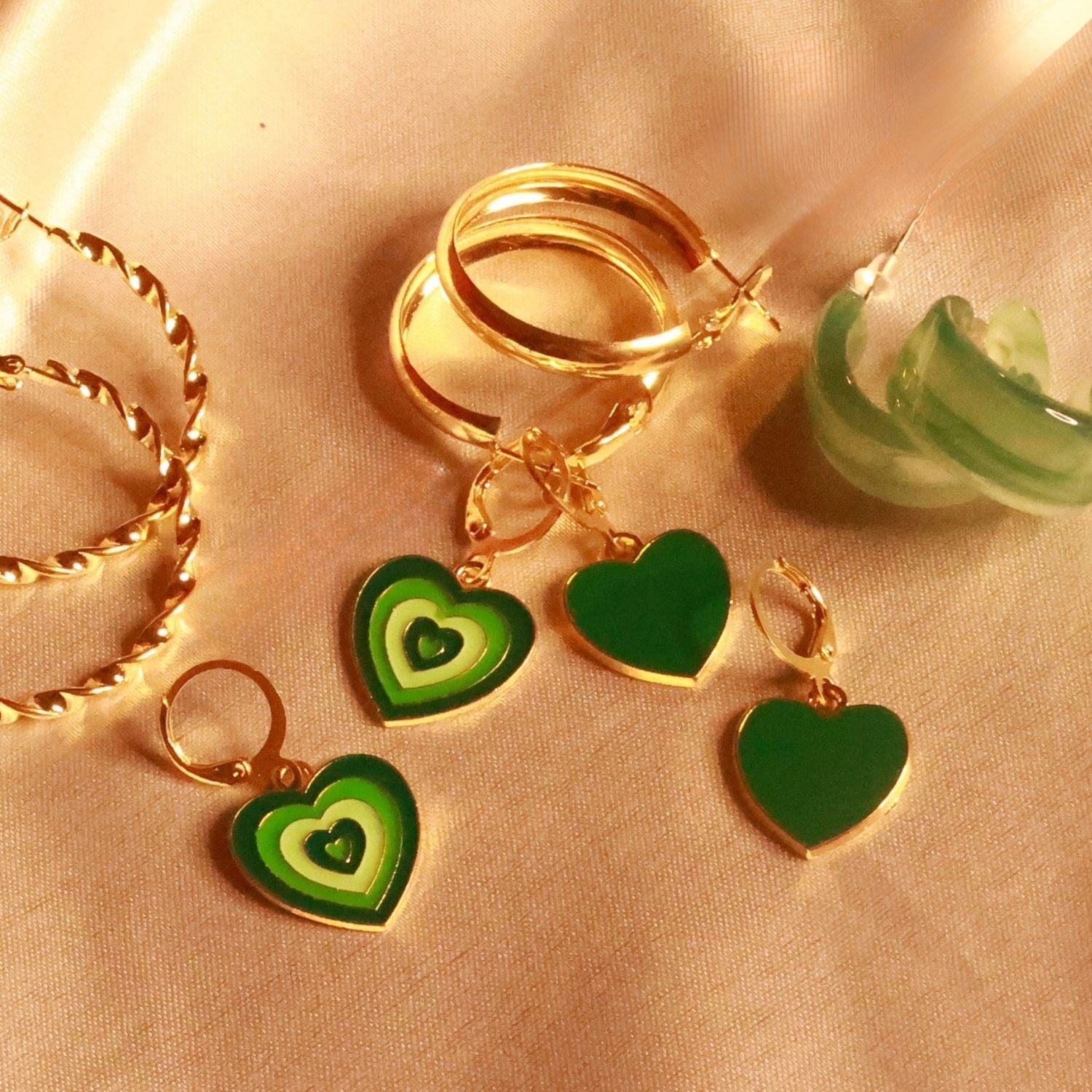 Emerald Heart Charm Set