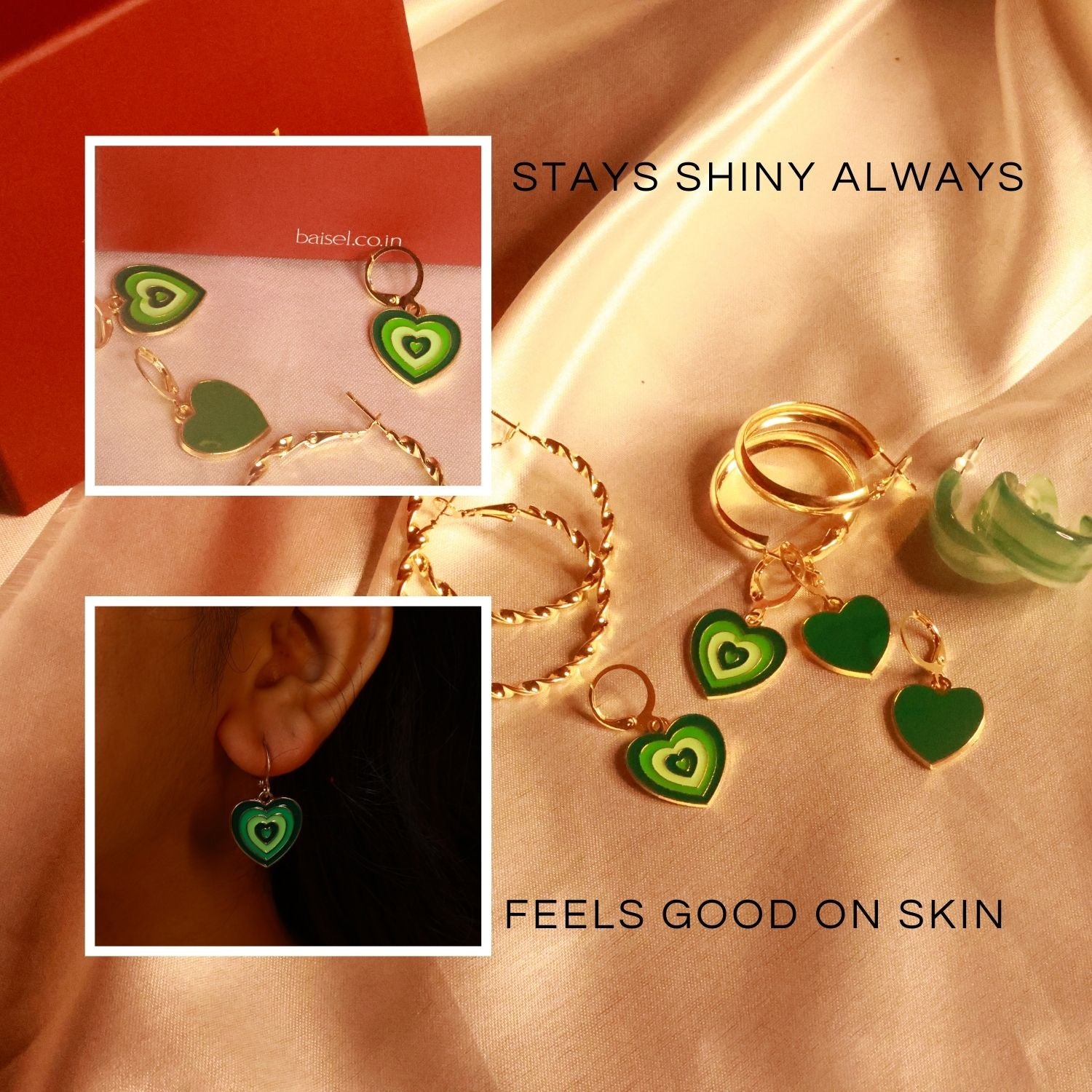 Emerald Heart Charm Set