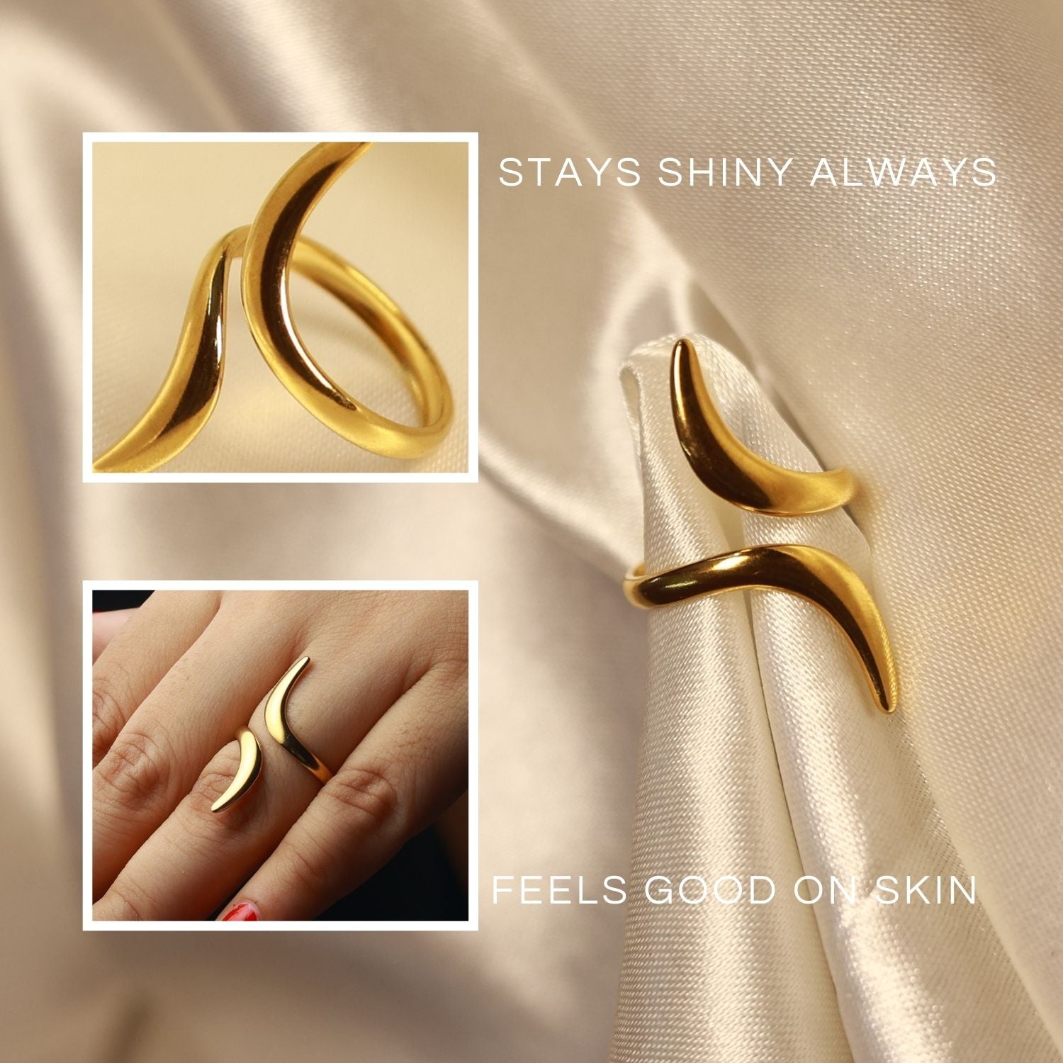 Golden Crescent Finger Ring