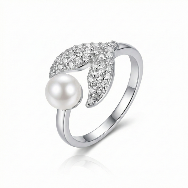 Leaf & Pearl Open Ring