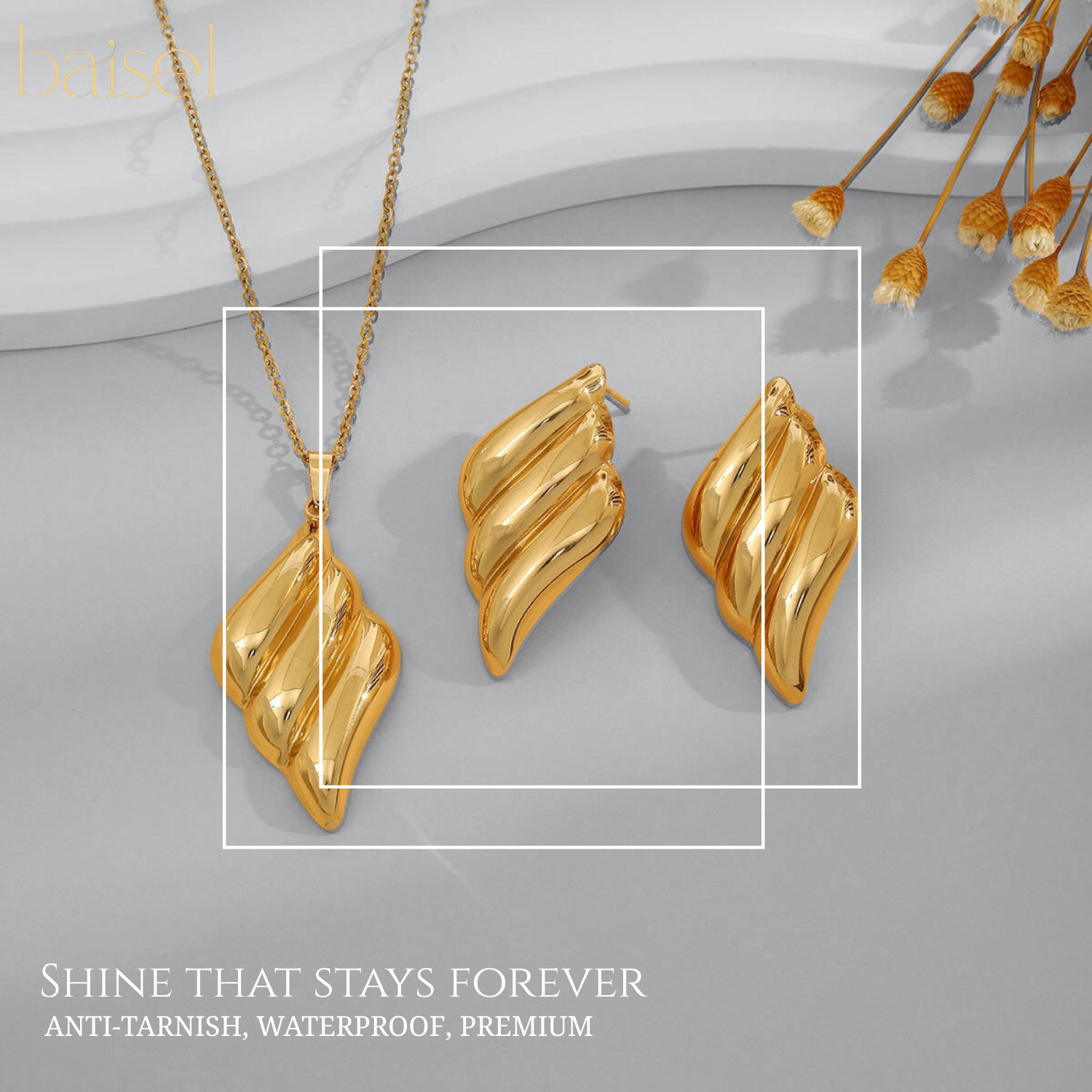 Sculpted Wave Necklace & Earring Set