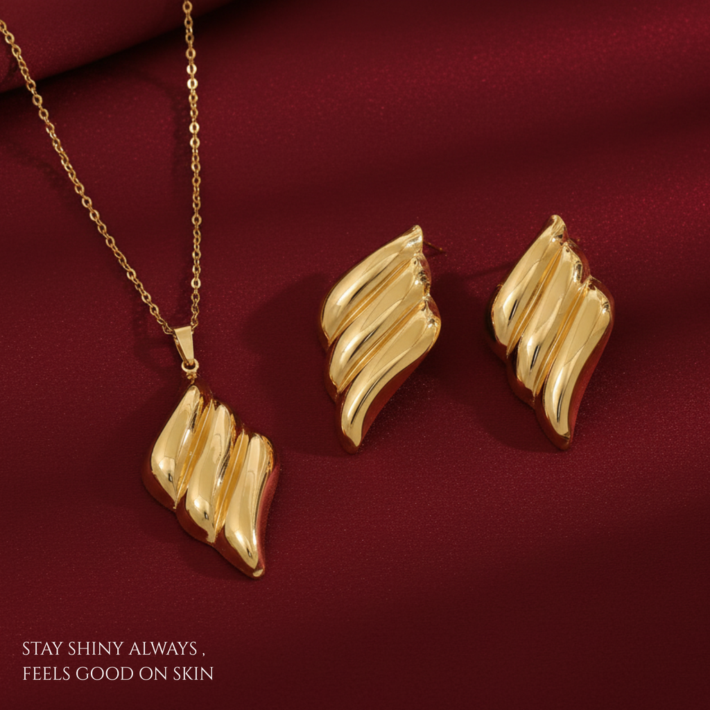 Sculpted Wave Necklace & Earring Set