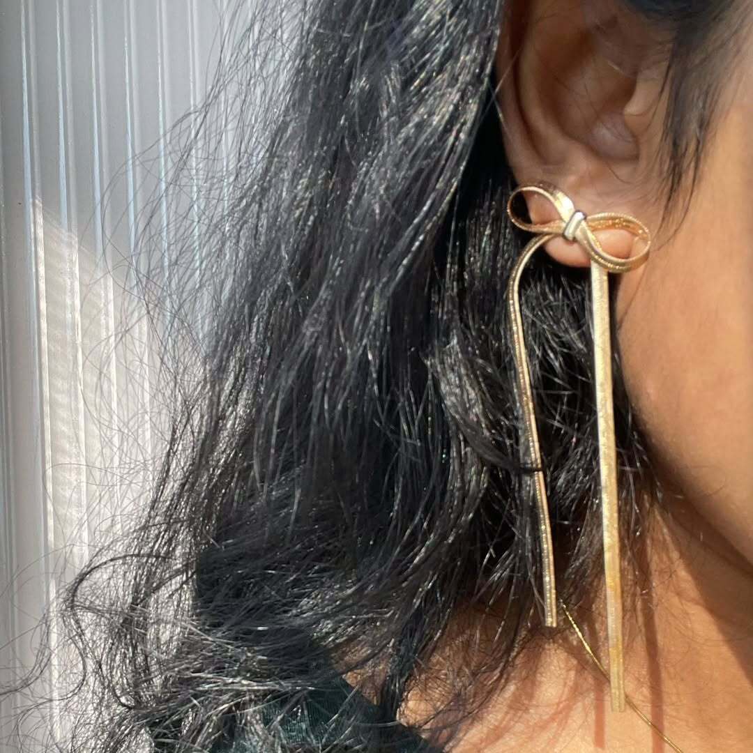 Victoria's Golden Bow Drop Earrings