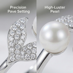 Leaf & Pearl Open Ring