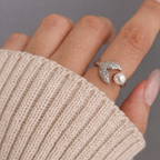 Leaf & Pearl Open Ring